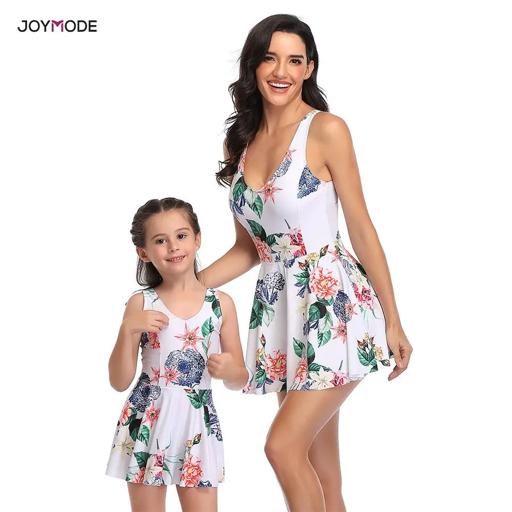 Купальники JOYMODE 2020 для мамы и ребенка Цельный купальник с цветочным принтом