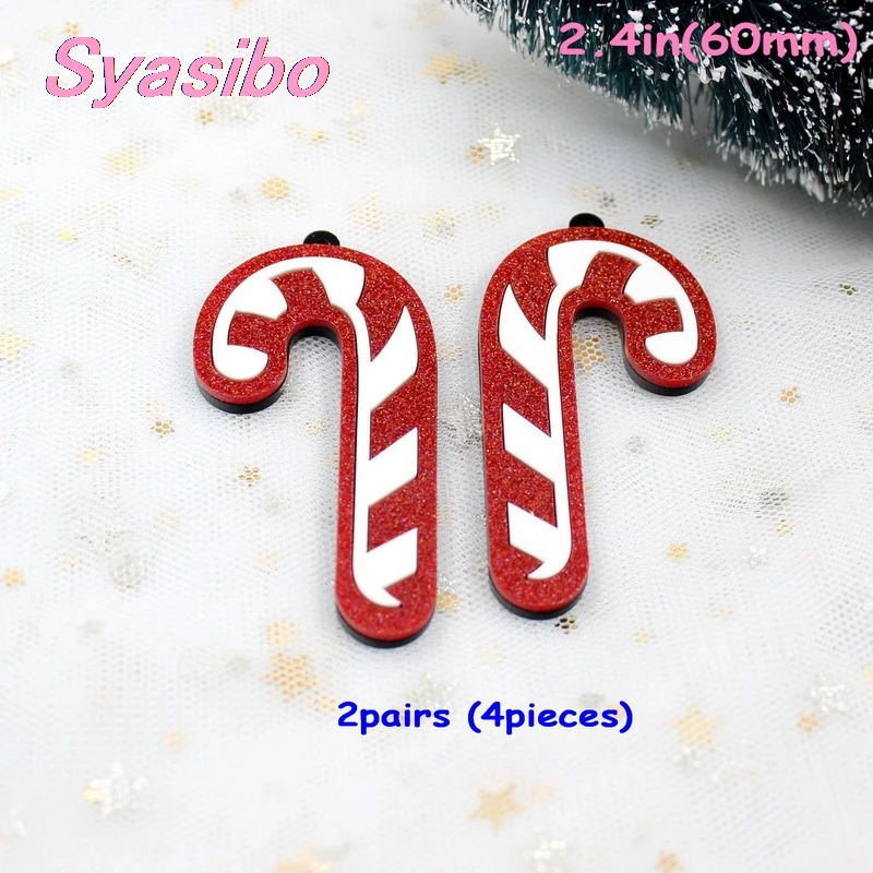 2pairs (4pieces) 2 пары) 60 мм акриловые серьги в форме конфет рождественские серьги экологически чистые лазерная резка 2.4in-AC1574 - Цвет: 2pairs (4pieces)