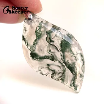 

Real Natural Green Moss Agates Pendant Fashion Druzy Pendant Handmade Gems Stone Pendants For Jewelry Making BD584
