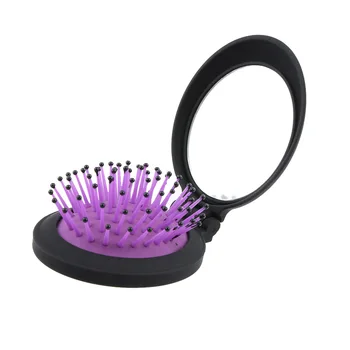

1 Pcs New Girls Portable Mini Folding Comb Airbag Massage Round Travel Hair brush With Mirror Cute Free Shipping