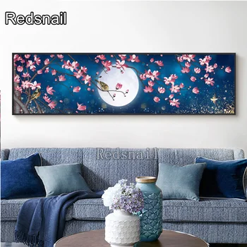 

Square Round Drill 5D DIY Diamond Painting Magnolia flower bird full moon scenery 3d Diamond Embroidery Home decor TT2605