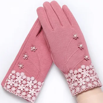 

Winter Velvet Gloves Women Female Keep Warm Solid Color Gloves Ladies Elegant Plush Wrist Mittens Ski Driving Cycling Glove