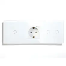 BSEED Wi-Fi ЕС розетки с 1 бандой 2 Переключатель кристалл стеклянная панель управления Alexa Google, tuya