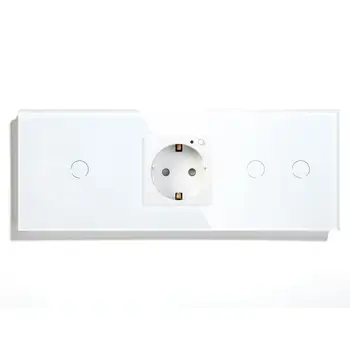 

BSEED WiFi EU Sockets With 1Gang 2 Gang Switch Crystal Glass Panel Control by Alexa Google ,tuya