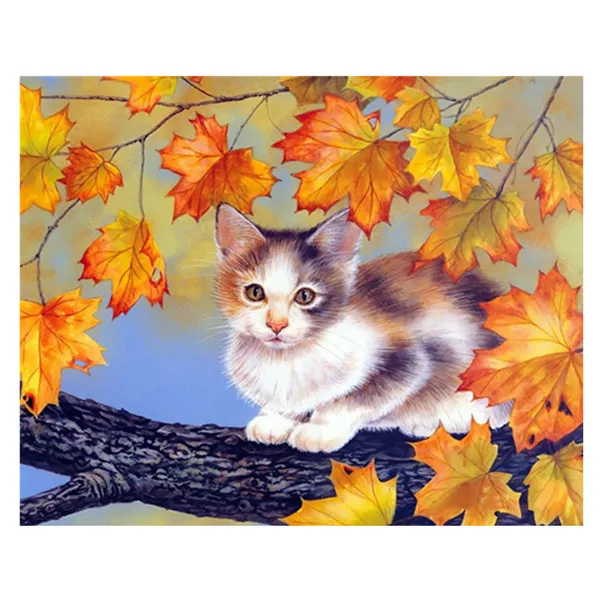 Новинка, ручная работа, кошка, 5D, сделай сам, алмазная живопись, вышивка крестиком, животное, полная круглая Алмазная вышивка, мозаика, Современное украшение для дома - Цвет: Красный