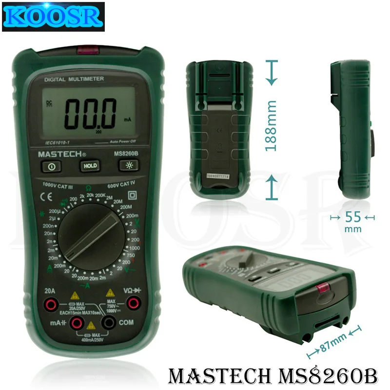 Mastech MS8260B Digital Multimeter DMM VOLT STICK Tester Electrical LCR ...