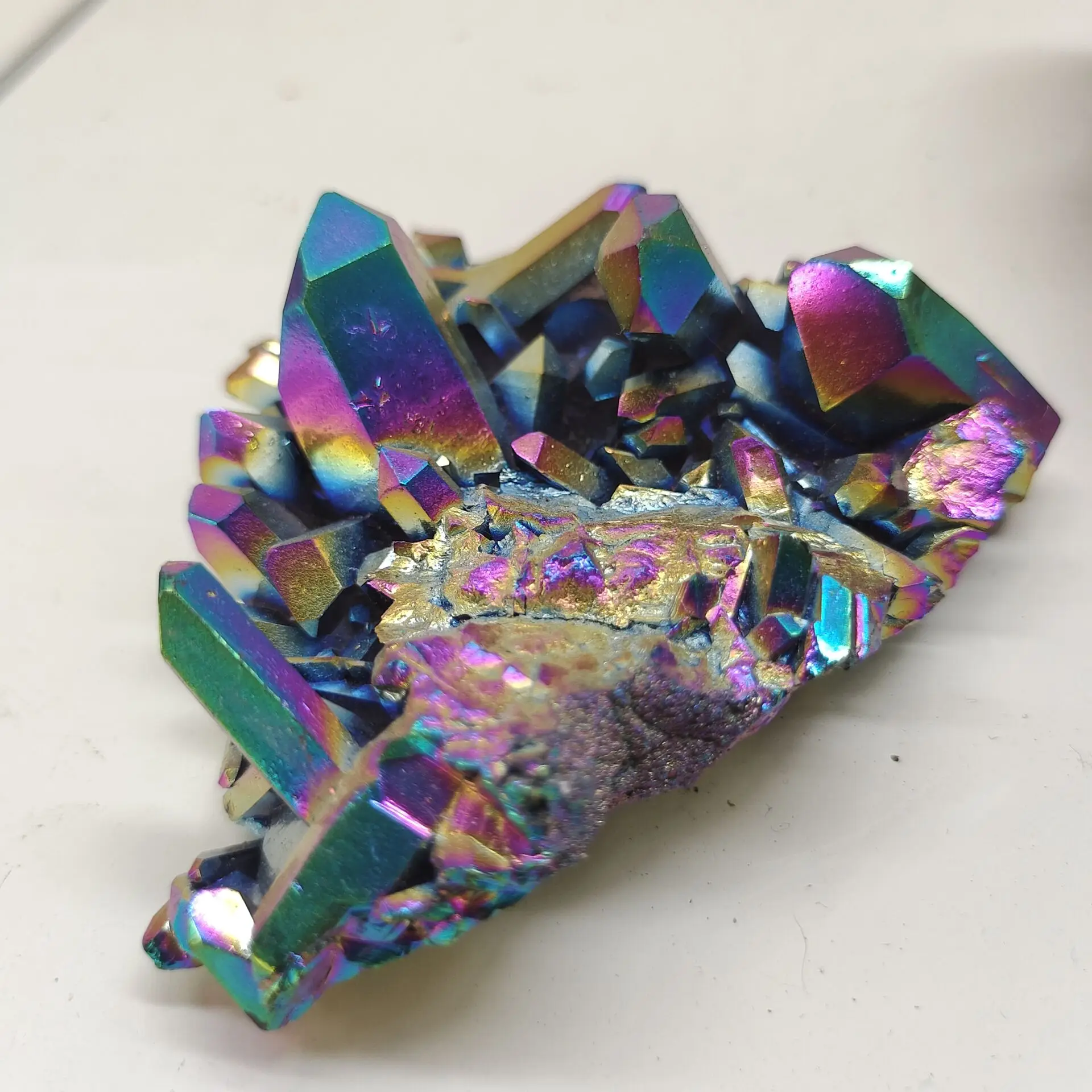 Natural Quartz Crystal Rainbow Titanium Cluster VUG Mineral Specimen Healing 