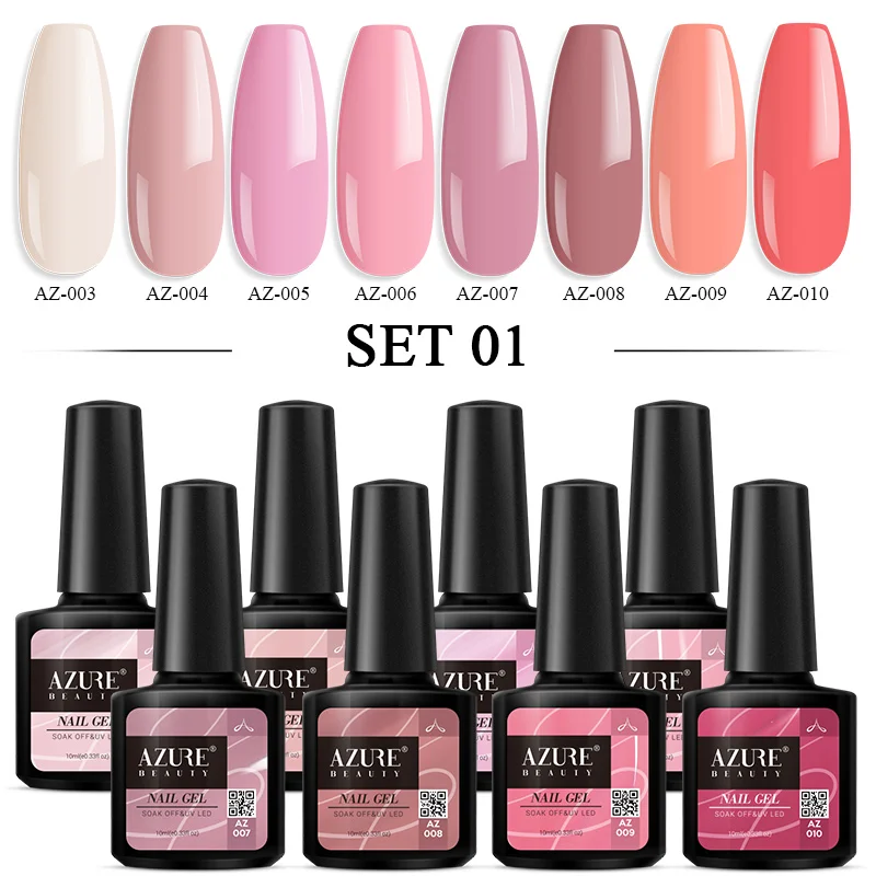Azure beauty 8 шт./лот набор гель лаков стойкий блеск цветной для ногтей маникюрный