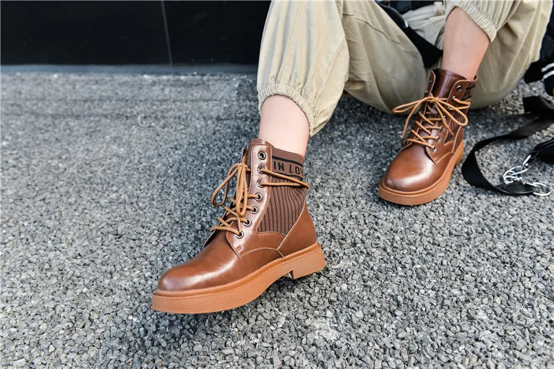 FEDONAS New Popular Women Genuine Leather Ankle Boots Autumn Winter Female Casual Riding Boots Basic Chunky Heels Shoes Woman