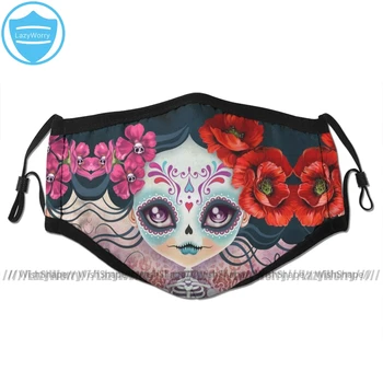 

Pop Art Mouth Face Mask Amelia Calavera Sugar Skull Facial Mask Cool Fashion with 2 Filters for Adult