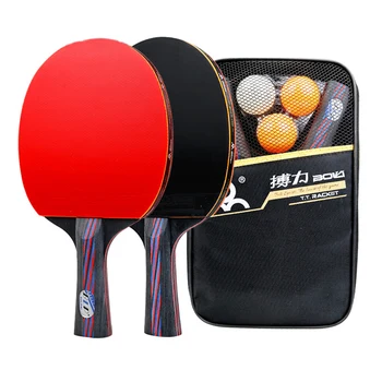 

1 Pair Professional Table Tennis Ping Pong Racket Paddle Bat+3pcs Balls Bag Set 190g Racket High Speed