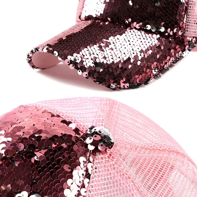 Bling Sequin шляпа дамы козырек Кепка с блестками Женская сетка Гольф Бег открытый губка кепки