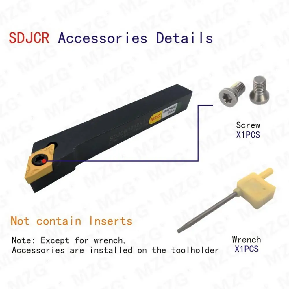 MZG 12mm 16mm 20mm SDJCR1010H07 Turning Arbor CNC Lathe Cutter Bar Carbide Insert External Boring Tools Clamped Steel Toolholder