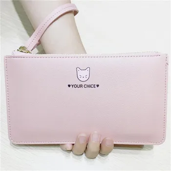 

Genuine Leather Women Wallet Fashion Solid Color Coin Purse Multifunctional Cowhide Female Long Women Purses Zipper Card Holder