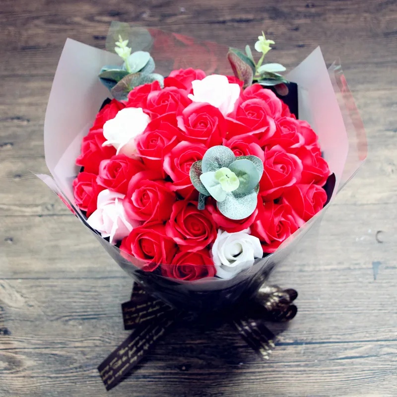 33 мыло в форме цветка розы Букет свадебное платье Boquet держатель Рождественский день влюбленных, подарок на День святого Валентина для любимого, опт, подружка жена