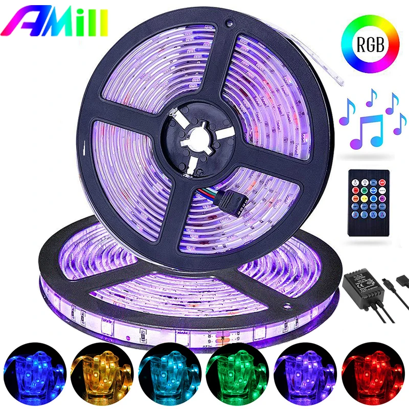 

10M LED Strip Light RGB 2835 Lights Music Sync Color Changing Built-in Mic App Controlled LED Lights Rope Lights For party/DIY