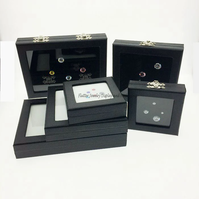High Quality Diamond Display Box Leatherette Gemstone Storage Box Gem
