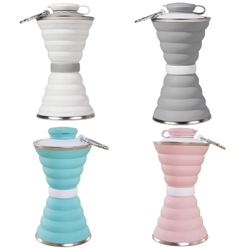 

4 Colors 500ML Silicone Travel Cup Retractable Folding Coffee Cup Telescopic Collapsible Tea Cup Outdoor Sports Tour Water Cup