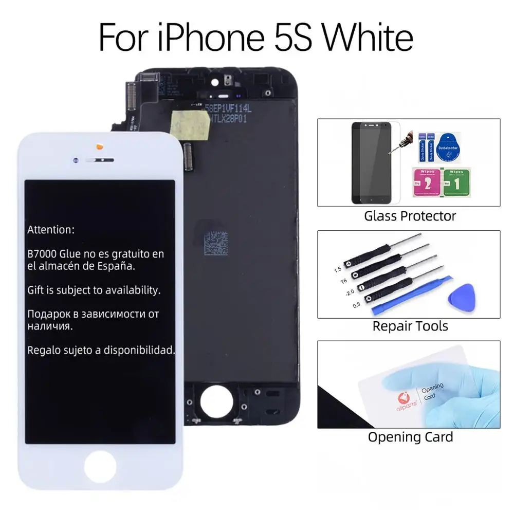 For iPhone 5S White Grade AAA OEM Дисплей для iPhone 6 6S 5S 7 6 Plus в сборе с тачскрином на рамке черный белый - Цвет: For iPhone 5S White