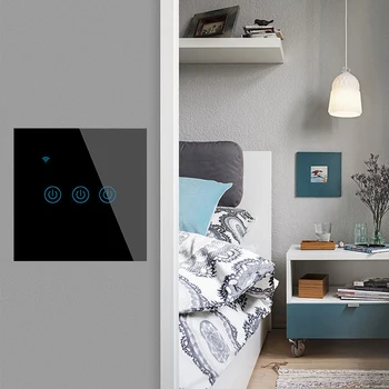 

Wireless Remote Wall Interruptor Controller EU Standard Black 3 Gang Home Controller