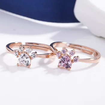 

CHAMSS Rose Gold Cat Claw Cute Ring Fashion Simple Feminine Romantic Gift