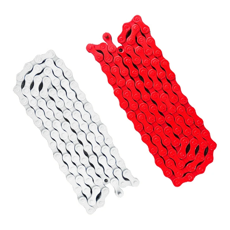 2x Bicycle MTB BMX Road Bike 1/2 inchX 1/8 inch Fixied Chain Single Speed 96 Link White &amp Red | Автомобили и мотоциклы