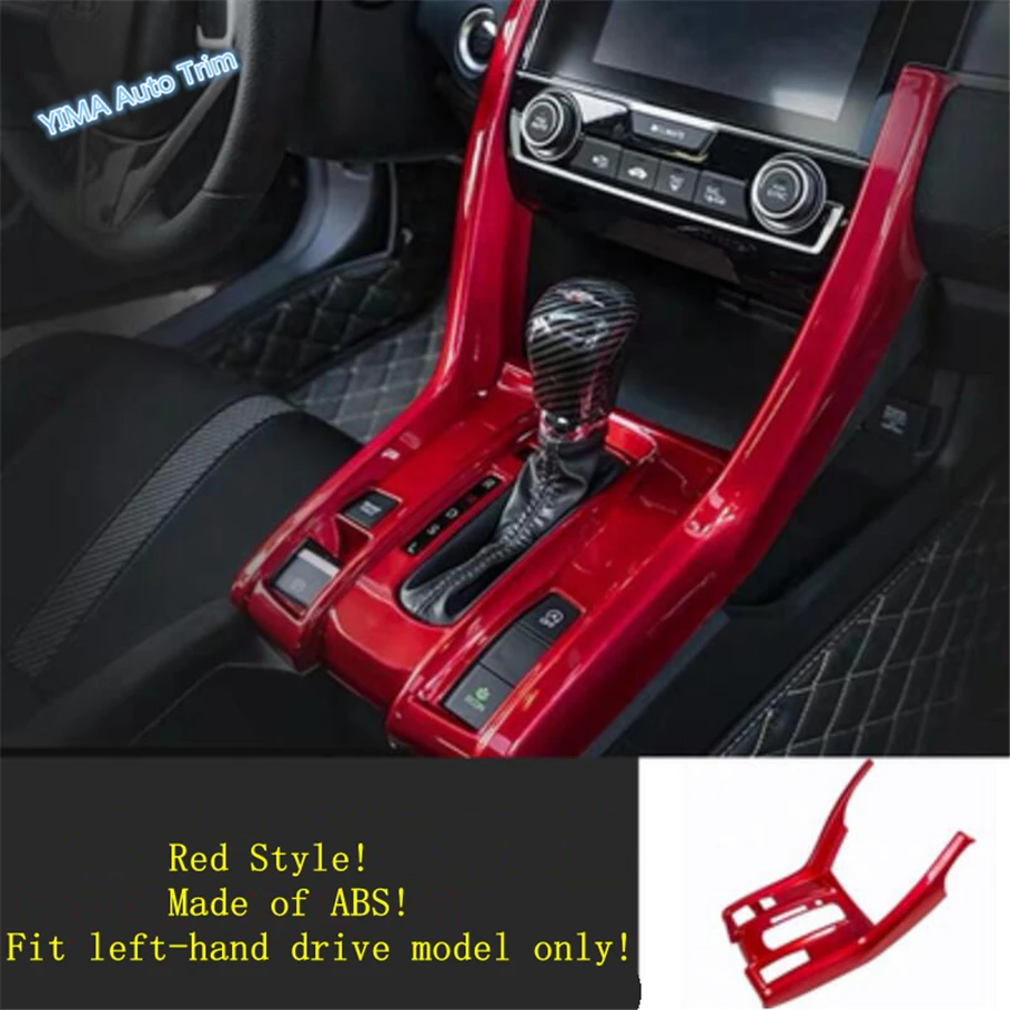 

Lapetus Auto Styling Stalls Gear Shift Box Frame Cover Trim Fit For Honda Civic 2016 - 2019 Matte Red Carbon Fiber ABS