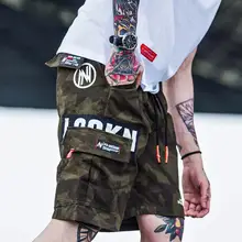 Мужские шорты Карго в стиле хип-хоп, летняя уличная одежда с буквенным принтом, камуфляжный принт, новые модные шорты до колена для бега