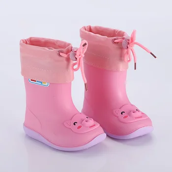 

2019 Rain Boots Children For Girls Waterproof Water Shoes Boys Non-slip Rubber Boots Warm Kids Rainboots Four Seasons Removable