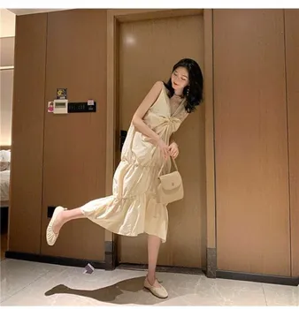 

Very Fairy Of Irregular Dress Women's Middle School Long Money Summer Loose Folds Drawstring Design Feeling Super Xian Skirt