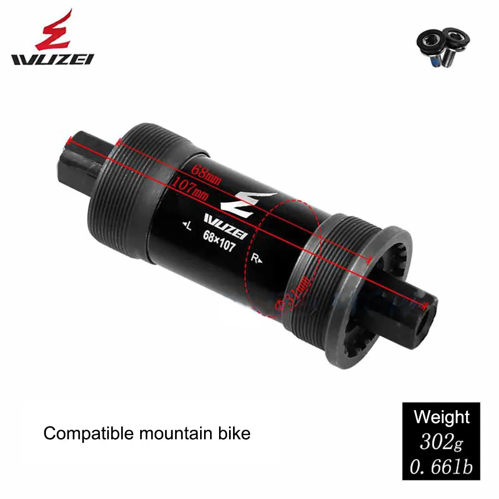 68x107mm MTB велосипед BSA Нижний кронштейн оси 68 мм 80 мм 100 мм английская резьба BB квадратный Конический Стальной подшипник зимние Велосипеды Запчасти для электровелосипедов - Цвет: 68x107mm