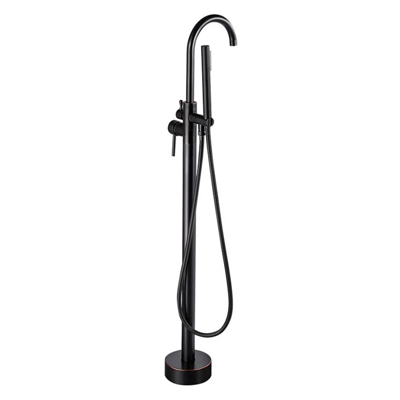 Bathtub Mixers Bath Tub Sink Faucets Floor Mounted Black Brass Free Standing Hot and Cold Bath Shower Set Luxury Hand shower Tap