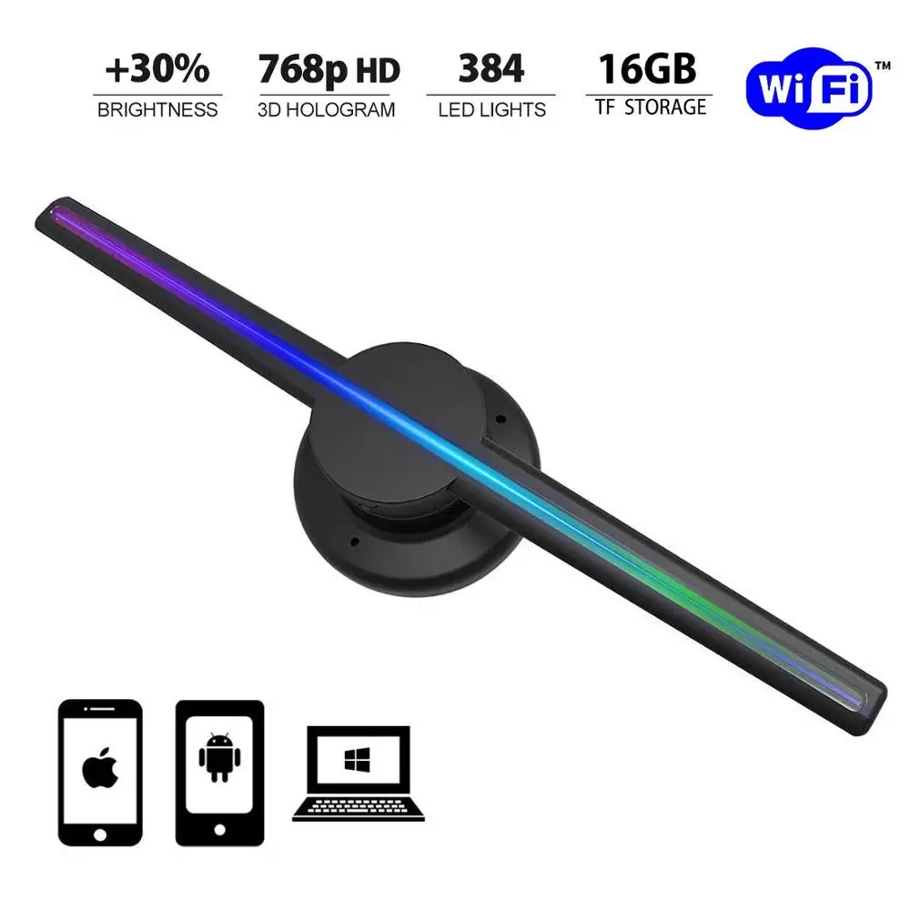 Голографический светодиодный 3D-проектор AUSIDA 43 см с Wi-Fi голографическим дисплеем |