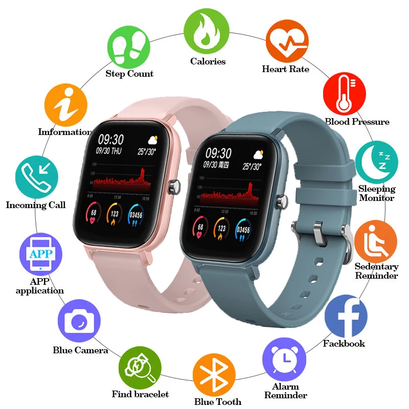 

P8 Multi Sport Mode Smartwatch Man Full Touch Women Smartbracelet Heart Rate Blood Pressure Monitor Smartwatch Android ios