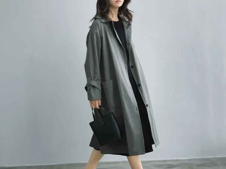 Gplus, Женский Повседневный Тренч цвета хаки, серый, однобортный, верхняя одежда, модная уличная одежда, с поясом, офисное Женское пальто, шикарный длинный Тренч C9665