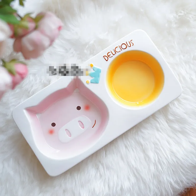 [MPK Store] керамическая чаша для кошек - Цвет: pig Double bowl