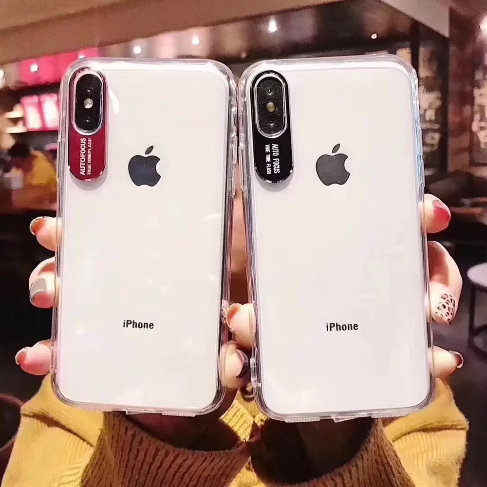 Прозрачный чехол из ТПУ для iPhone11pro max XS Max XR 8Plus с металлической камерой