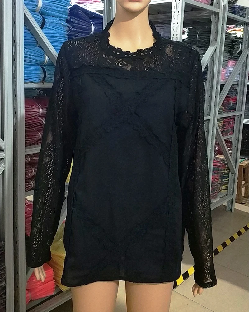 Женские рубашки женские блузки модные сексуальные кружевные лоскутные Блузы с
