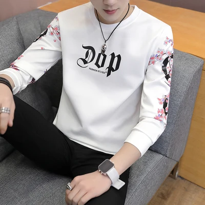 

Long-sleeved T-shirt male spring and autumn young and middle-aged silk t-shirt silk solid color men