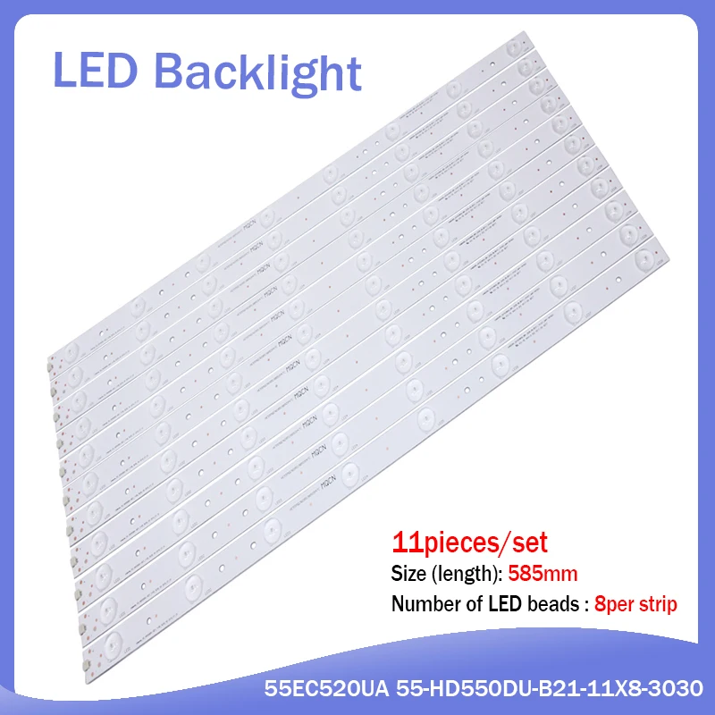 Conjunto = 11 Pcs8 Leds 585 mm Led Backlight Strip para Hisense Led55ec520ua 55-hd550du-b2111x83030c-v0 1150644 Novo