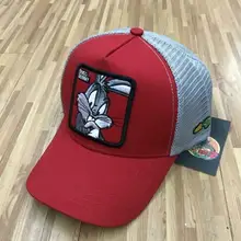 Высокое качество летняя Кепка водителя грузовика Сетка snapback хип-хоп головные уборы для мужчин вышивка бейсбольная кепка BUGS BUNNY-красный