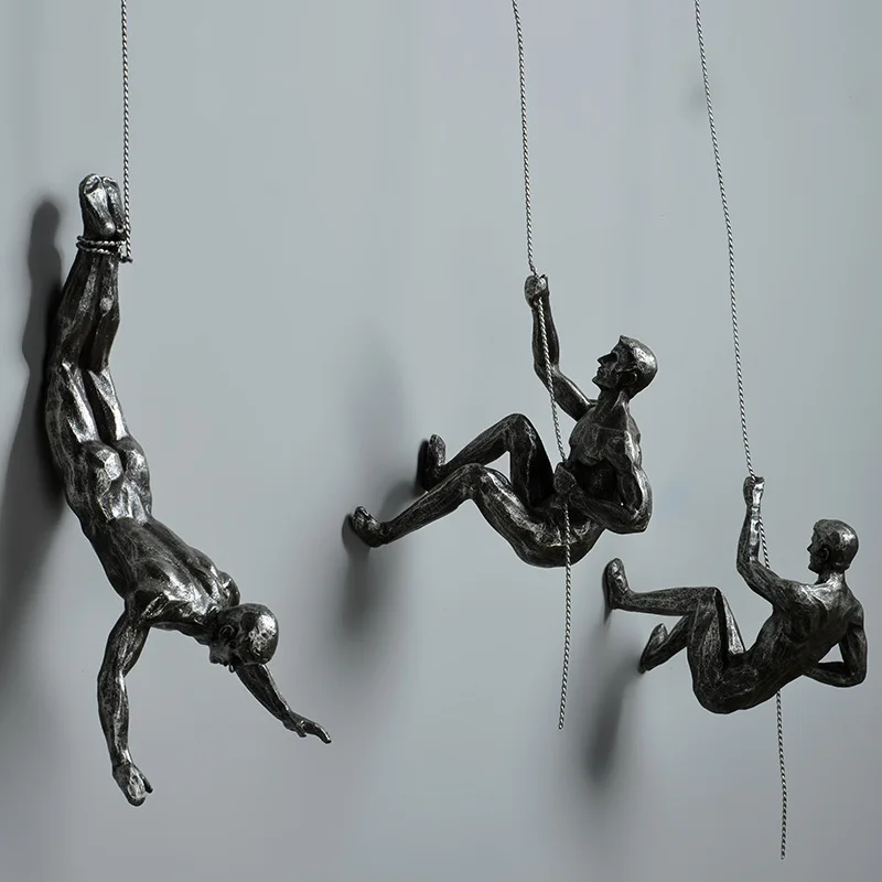Промышленный стиль скалолазание человек смолы железная проволока Настенный декор скульптурные фигуры креативный Ретро подарок декоративная статуэтка TB01
