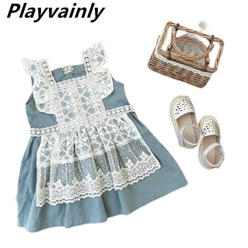 

Girl Lace Dress 2020 Summer two-piece Sleeveless Princess Dress Baby Clothes E2089
