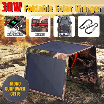 

30W Sun Power Folding Solar Cells Charger 5V 2A USB Output Devices Portable Solar Panels for Smartphones Laptop Tablets Outdoor