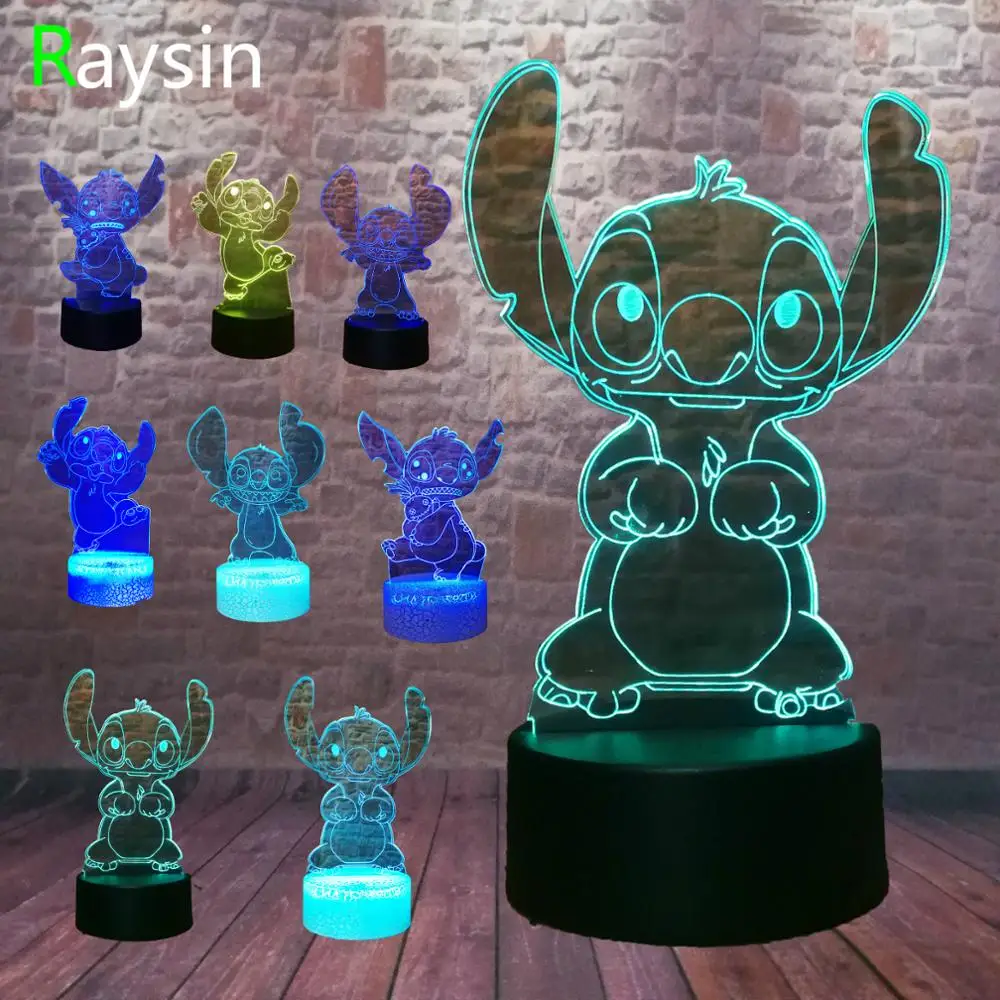  11 Versions 3D LED Teddy Stitch Cute Cartoon Modeling Lamp 7 Colors Change Night Lights Boys Xmas F - 4000162336085