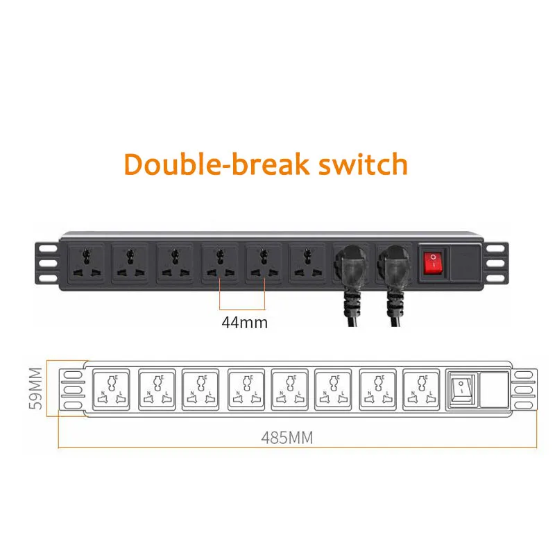 Блок питания PDU 6/8 AC универсальная розетка 10 А 250 в двойной выключатель защита от перегрузки Инженерная розетка-удлинитель