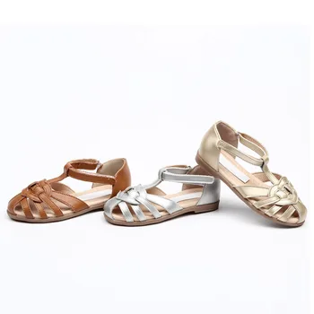 

Children Hollow-outs Leather Sandals Size 26-35 Baby Toddler Girl Summer Beach Shoes Bohemian Style Girls Golden Silver Sandals