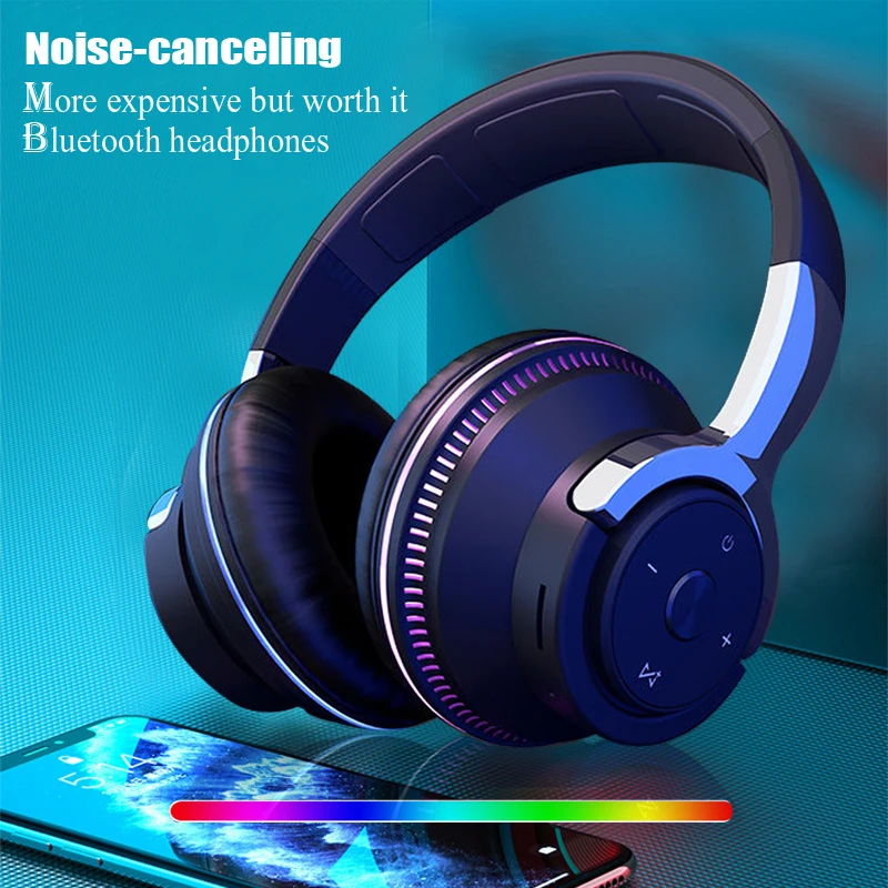 Bluetooth-наушники беспроводные с шумоподавлением и светодиодной подсветкой