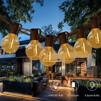 

Tomshine 12m/39.37ft E12 Base G40 LED String Light 25+3 Bulbs IP45 Hanging Fairy Lights for Garden Backyard Christmas Decoration