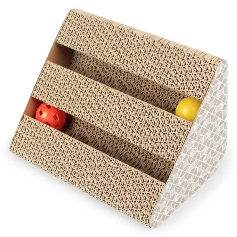 

Cat Catching Board Scratch Pad Posts Corrugated Paper Scratcher With Bell Balls Cat Toy Scratch Board Durable #h